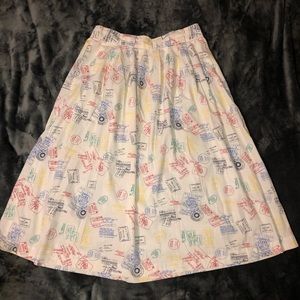 💍Vintage postage stamp world sheen maxi skirt